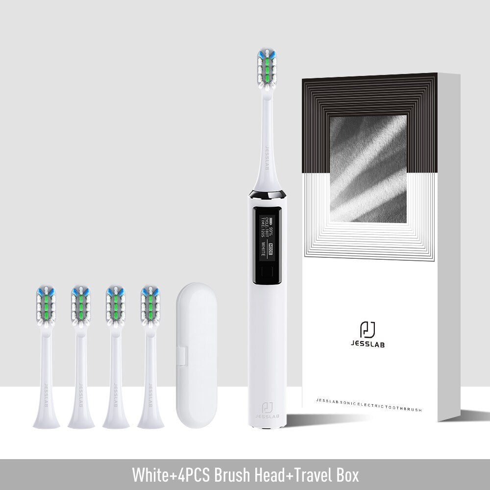 JESSLAB Sonic Electric Toothbrush OLED Screen Smart Mode Adult Sonic Toothbrush IPX7 Ultrasonic Automatic Lnductive Charge Gift