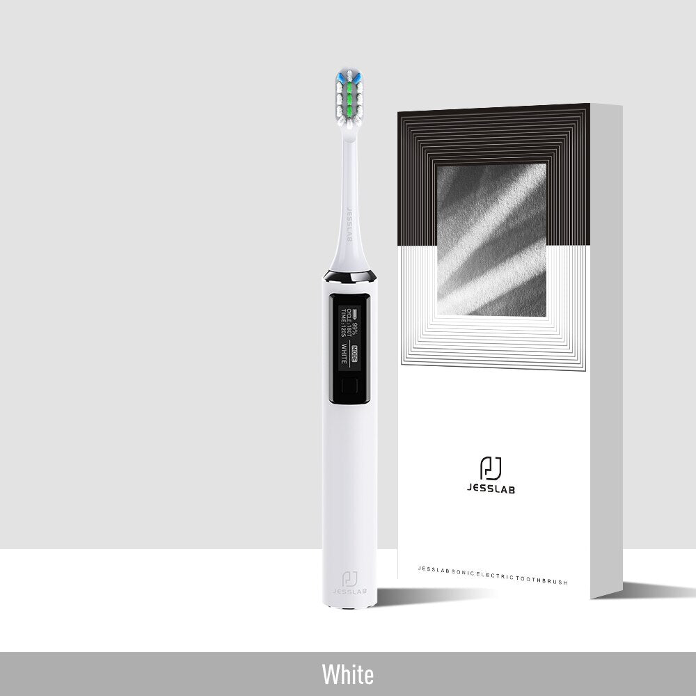 JESSLAB Sonic Electric Toothbrush OLED Screen Smart Mode Adult Sonic Toothbrush IPX7 Ultrasonic Automatic Lnductive Charge Gift