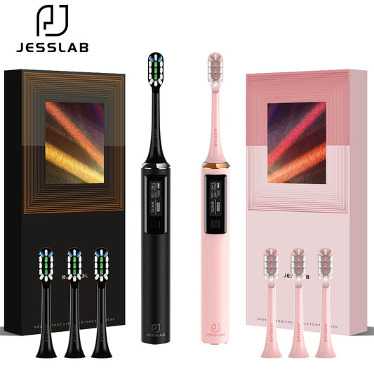 JESSLAB Sonic Electric Toothbrush OLED Screen Smart Mode Adult Sonic Toothbrush IPX7 Ultrasonic Automatic Lnductive Charge Gift