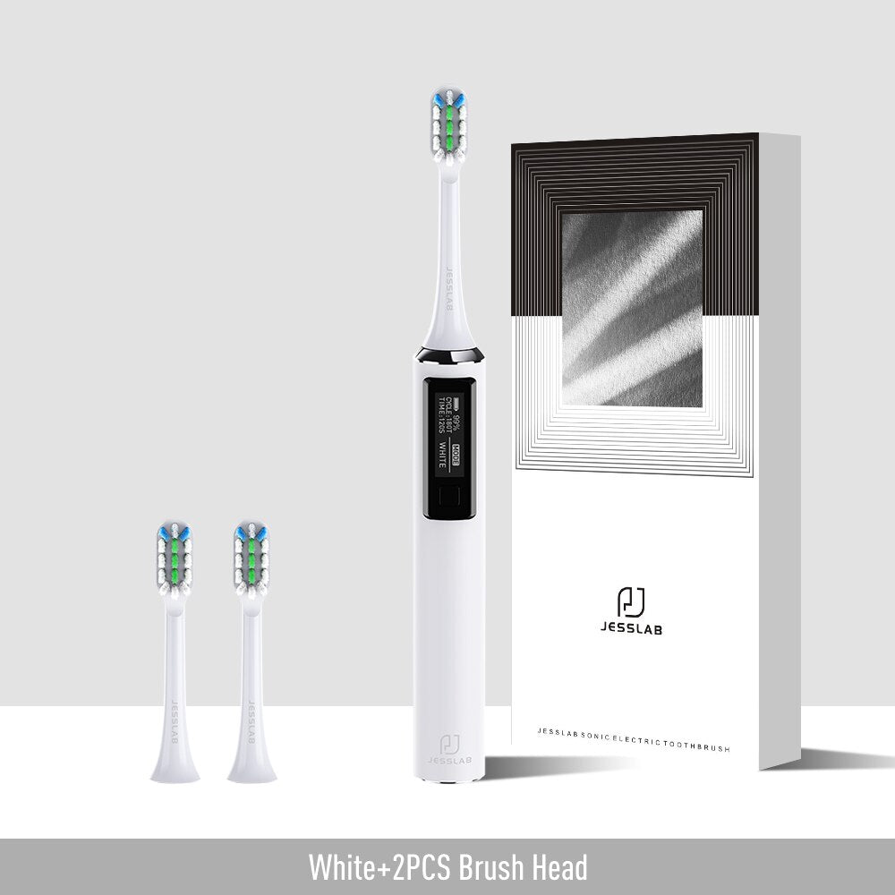 JESSLAB Sonic Electric Toothbrush OLED Screen Smart Mode Adult Sonic Toothbrush IPX7 Ultrasonic Automatic Lnductive Charge Gift