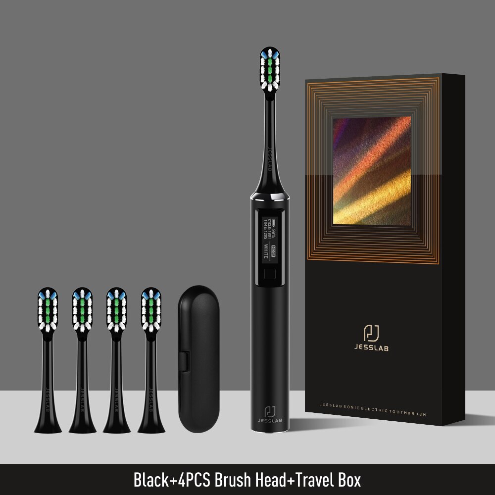 JESSLAB Sonic Electric Toothbrush OLED Screen Smart Mode Adult Sonic Toothbrush IPX7 Ultrasonic Automatic Lnductive Charge Gift