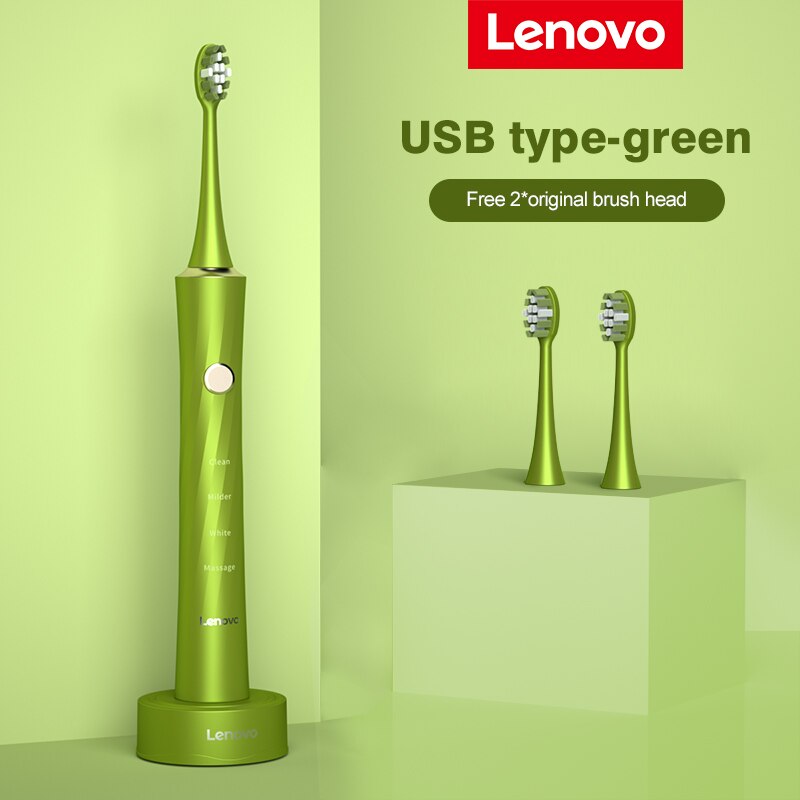 Lenovo Electric Toothbrush IPX7 Waterproof Wireless Charging Sterilization Brush Head Plaque Removal Adult Sonic Toothbrush