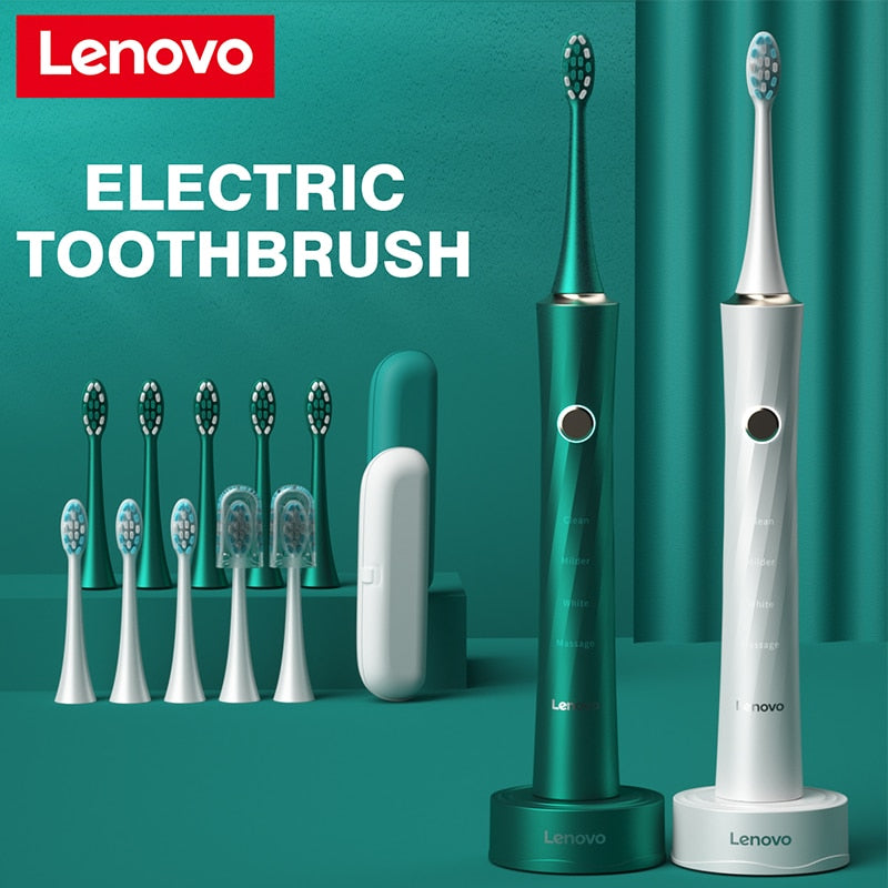 Lenovo Electric Toothbrush IPX7 Waterproof Wireless Charging Sterilization Brush Head Plaque Removal Adult Sonic Toothbrush