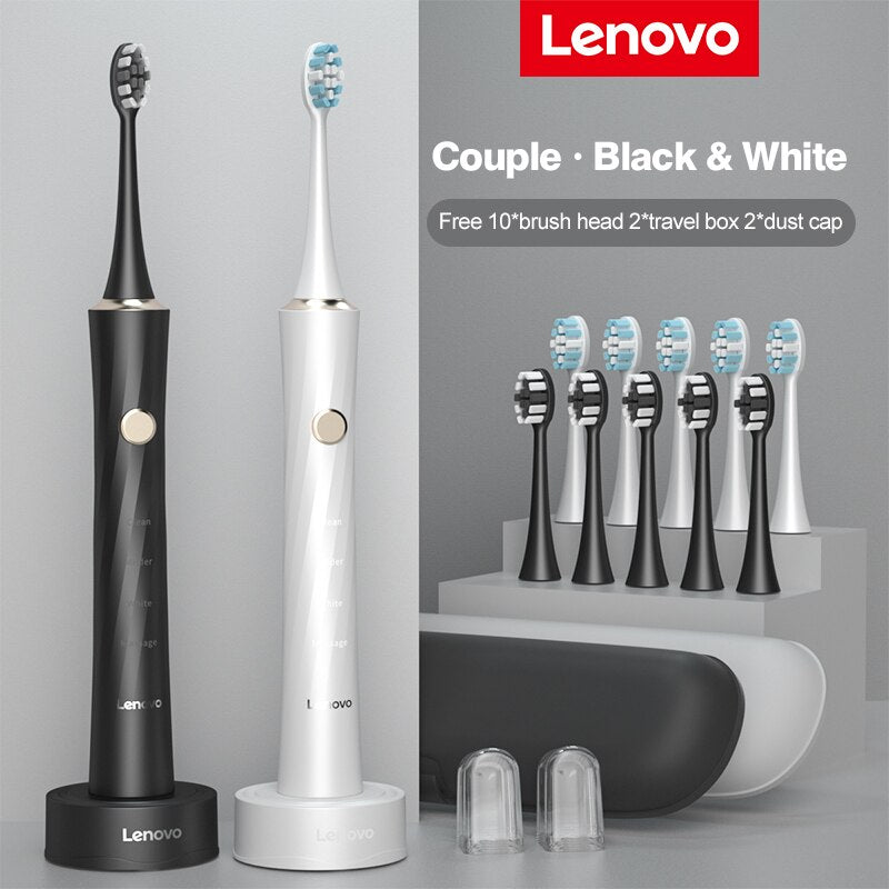 Lenovo Electric Toothbrush IPX7 Waterproof Wireless Charging Sterilization Brush Head Plaque Removal Adult Sonic Toothbrush