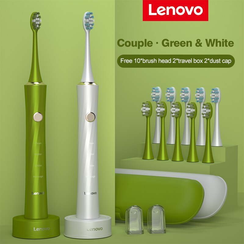 Lenovo Electric Toothbrush IPX7 Waterproof Wireless Charging Sterilization Brush Head Plaque Removal Adult Sonic Toothbrush