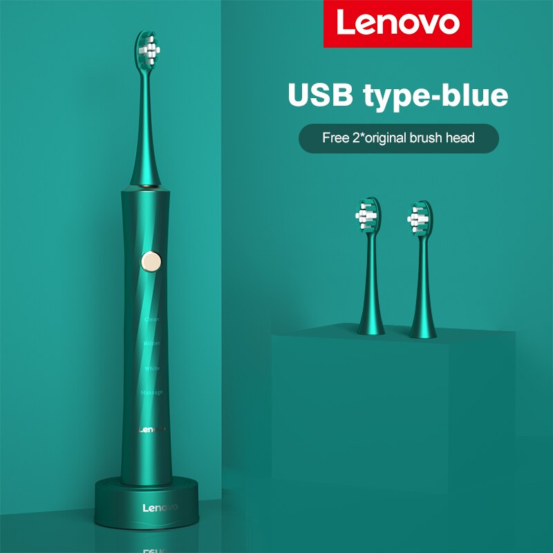 Lenovo Electric Toothbrush IPX7 Waterproof Wireless Charging Sterilization Brush Head Plaque Removal Adult Sonic Toothbrush