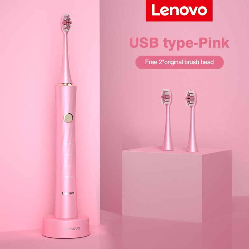 Lenovo Electric Toothbrush IPX7 Waterproof Wireless Charging Sterilization Brush Head Plaque Removal Adult Sonic Toothbrush