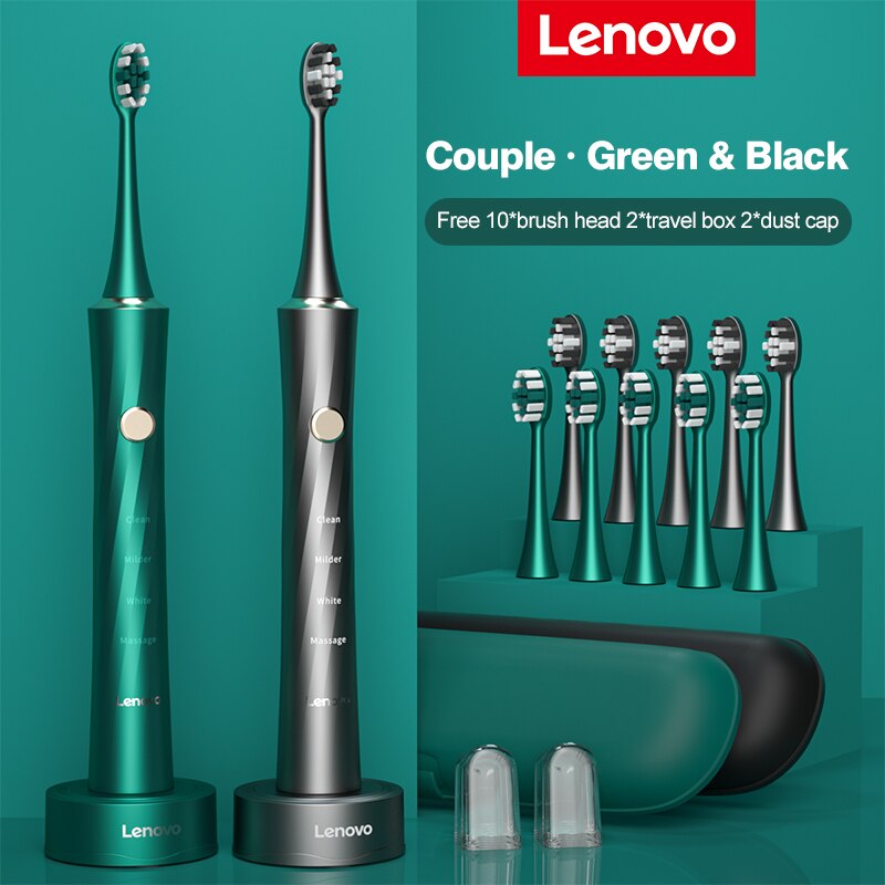 Lenovo Electric Toothbrush IPX7 Waterproof Wireless Charging Sterilization Brush Head Plaque Removal Adult Sonic Toothbrush