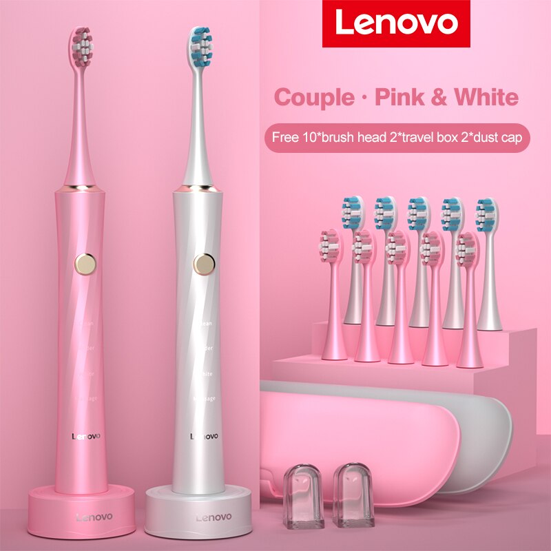 Lenovo Electric Toothbrush IPX7 Waterproof Wireless Charging Sterilization Brush Head Plaque Removal Adult Sonic Toothbrush