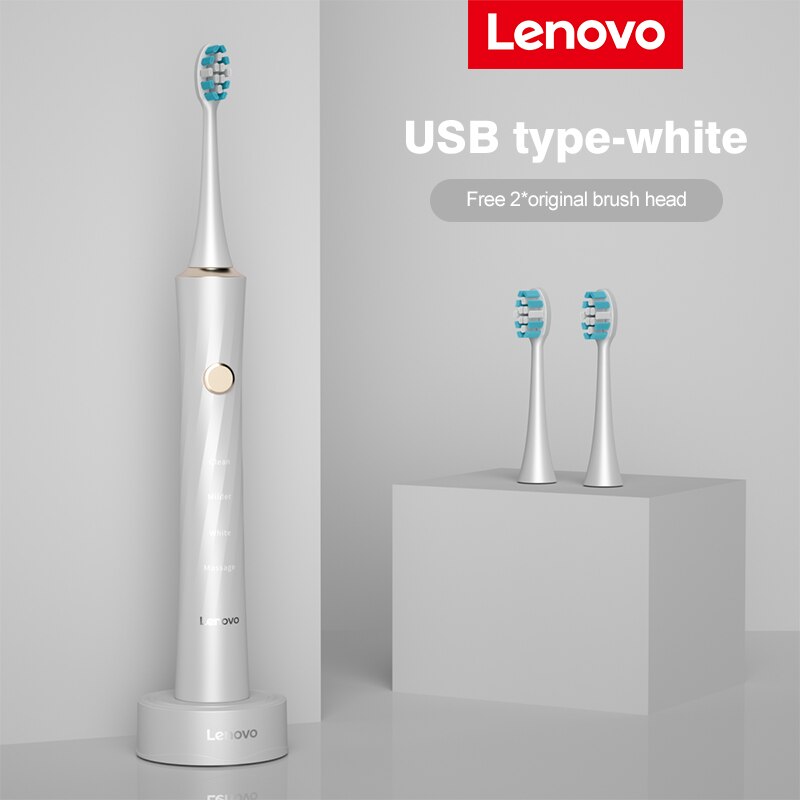 Lenovo Electric Toothbrush IPX7 Waterproof Wireless Charging Sterilization Brush Head Plaque Removal Adult Sonic Toothbrush