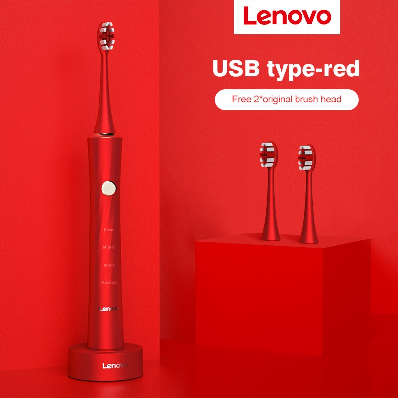 Lenovo Electric Toothbrush IPX7 Waterproof Wireless Charging Sterilization Brush Head Plaque Removal Adult Sonic Toothbrush