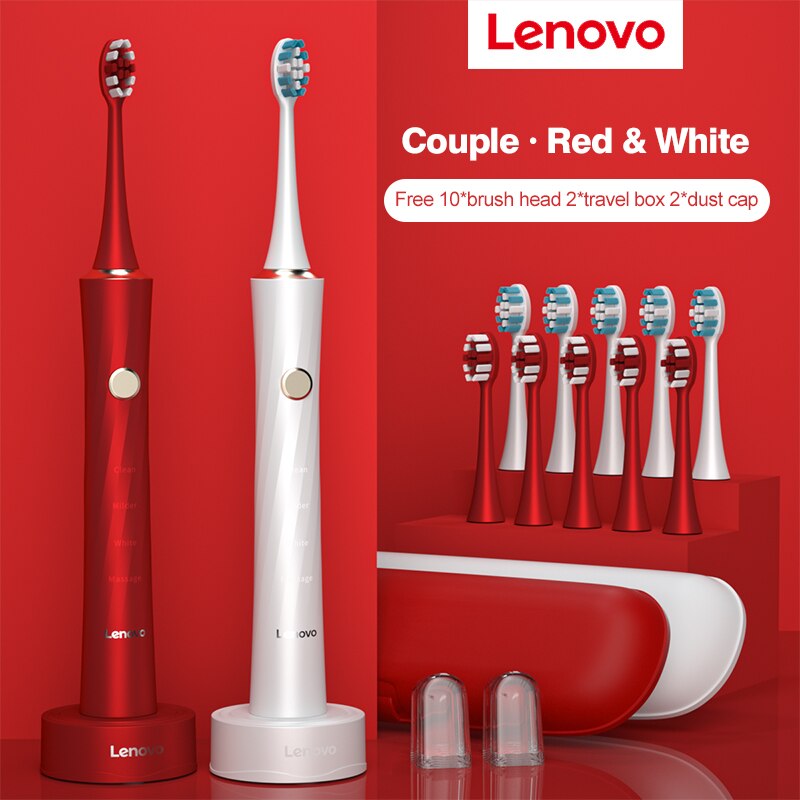 Lenovo Electric Toothbrush IPX7 Waterproof Wireless Charging Sterilization Brush Head Plaque Removal Adult Sonic Toothbrush