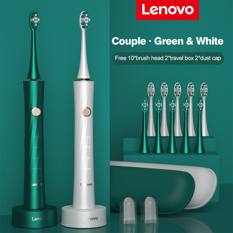 Lenovo Electric Toothbrush IPX7 Waterproof Wireless Charging Sterilization Brush Head Plaque Removal Adult Sonic Toothbrush