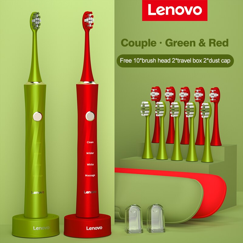 Lenovo Electric Toothbrush IPX7 Waterproof Wireless Charging Sterilization Brush Head Plaque Removal Adult Sonic Toothbrush