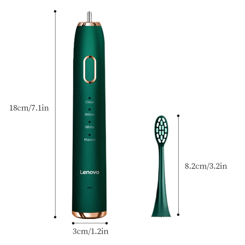 Lenovo Sonic Electric Toothbrush For Adult Teeth 10 Brush Heads With Case IPX7 Waterproof USB Children&#39;s Electric Tooth Brush