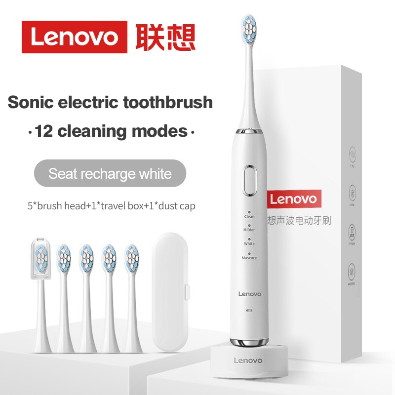 Lenovo Sonic Electric Toothbrush For Adult Teeth 10 Brush Heads With Case IPX7 Waterproof USB Children&#39;s Electric Tooth Brush