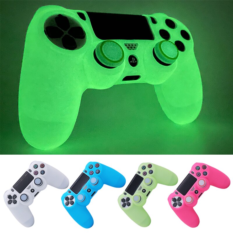New Glow in Dark Games Accessories Gamepad Joystick Case Cover Soft Silicon Case for PS4 Controller Skin Case