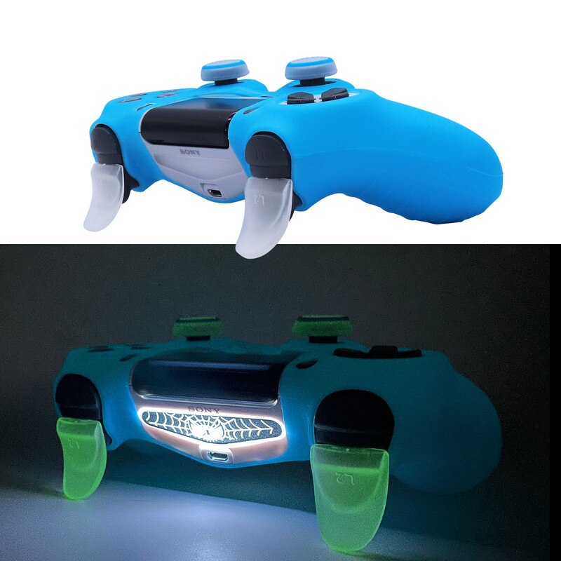 New Glow in Dark Games Accessories Gamepad Joystick Case Cover Soft Silicon Case for PS4 Controller Skin Case
