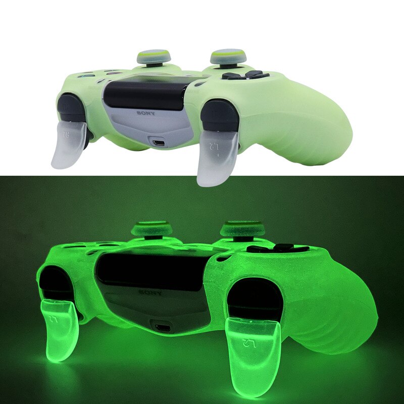 New Glow in Dark Games Accessories Gamepad Joystick Case Cover Soft Silicon Case for PS4 Controller Skin Case