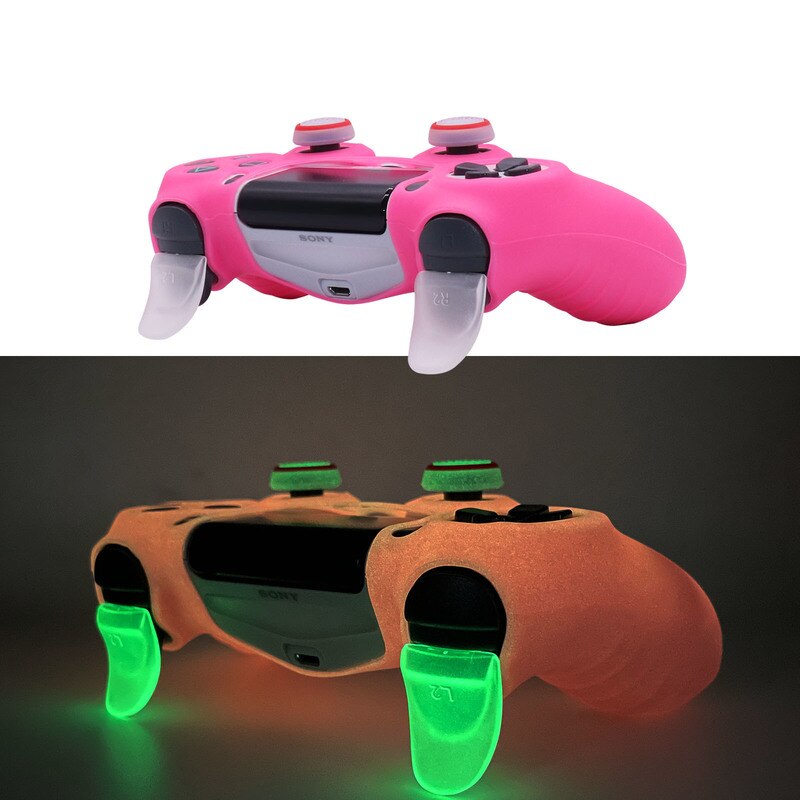 New Glow in Dark Games Accessories Gamepad Joystick Case Cover Soft Silicon Case for PS4 Controller Skin Case