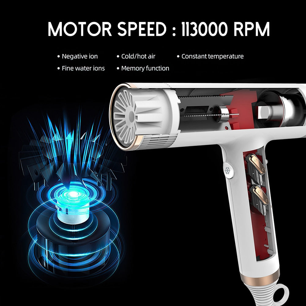 Osenyuan Professional Hair Dryer 1600 W 113000 RPM High Power Salons Hair Dryers Brushless Motor Low Noise Household Hair Dryer