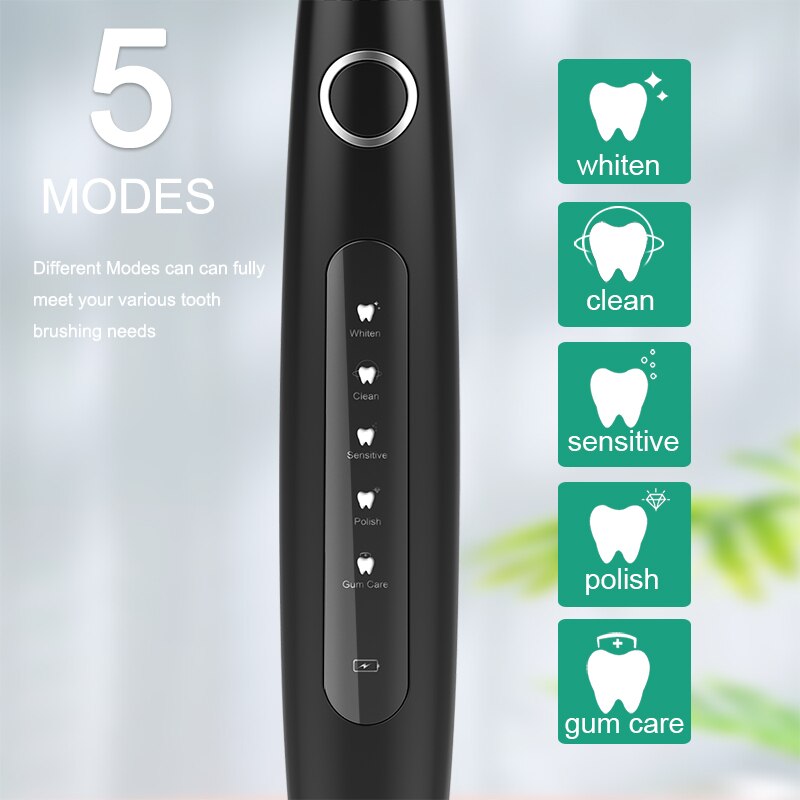 Professional Sonic Electric Toothbrush Rechargeable Waterproof Toothbrush 11 Heads 5 Modes Protect Teeth