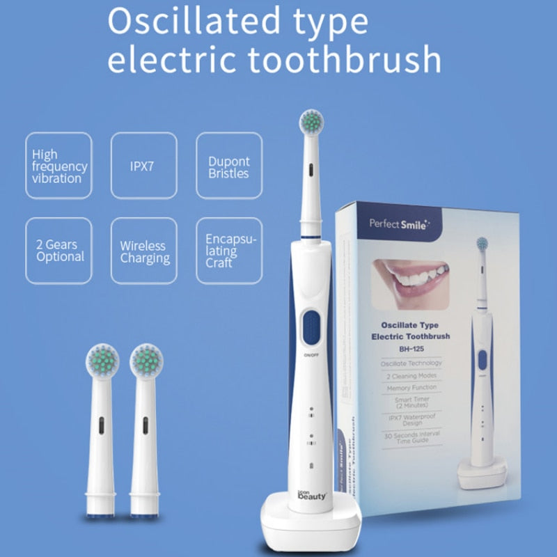 Rotary Electric Toothbrush Automatic Toothbrush Ipx7 Waterproof Wireless Charging Whitening Teeth for Adults Travel Necessities