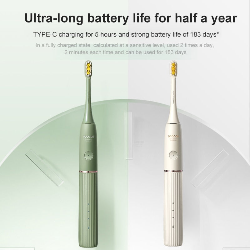 SOOCAS D2 Adult Sonic Electric Toothbrush UVC Sterilization Timer Brush 3 Tooth Care Modes IPX7 Waterproof Type-C Charge Brush