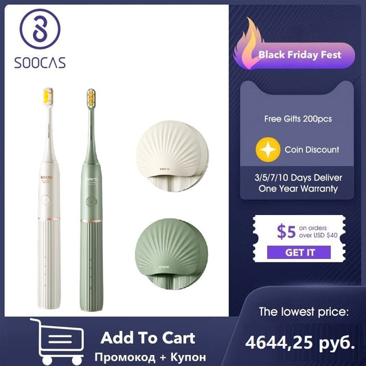 SOOCAS D2 Adult Sonic Electric Toothbrush UVC Sterilization Timer Brush 3 Tooth Care Modes IPX7 Waterproof Type-C Charge Brush