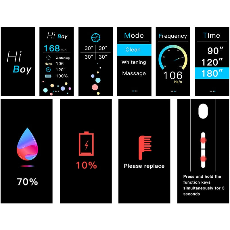 T1 Sonic Electric Toothbrush LCD Color Screen IPX7 Waterproof Rechargeable Adult Ultrasonic Automatic Tooth Brushes Set 2021 NEW