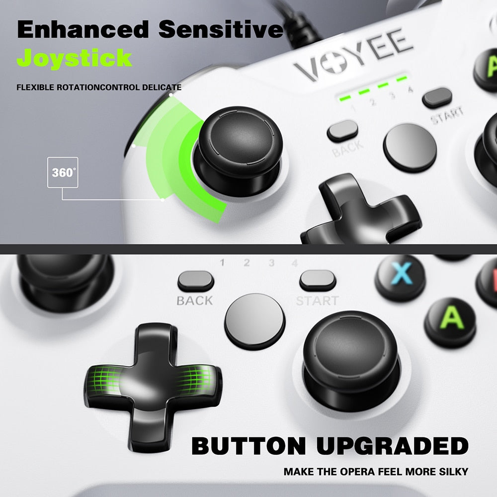 VOYEE Wired Gamepad for Xbox One Controller PC Control for Windows 10 Joystick for PS3 Xbox Series X S Console