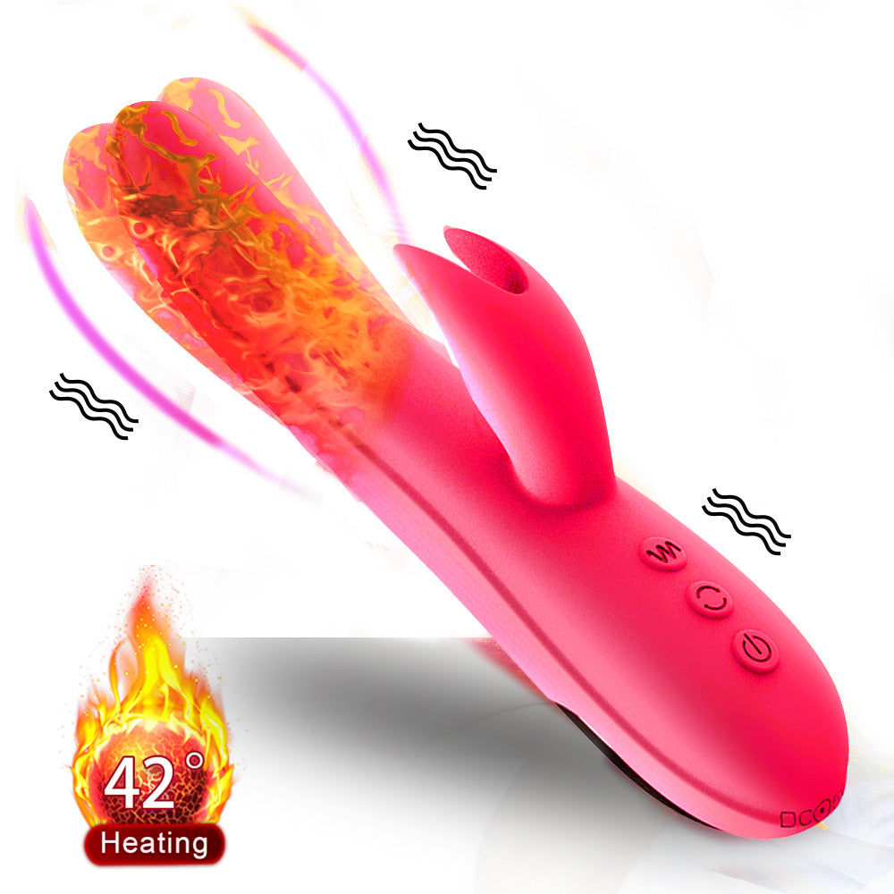 Centerel Rabbit Vibrator Dildo with 10 Vibrating Modes and 42℃ Heating G-Spot Stimulator Adult Sex Toys for Women