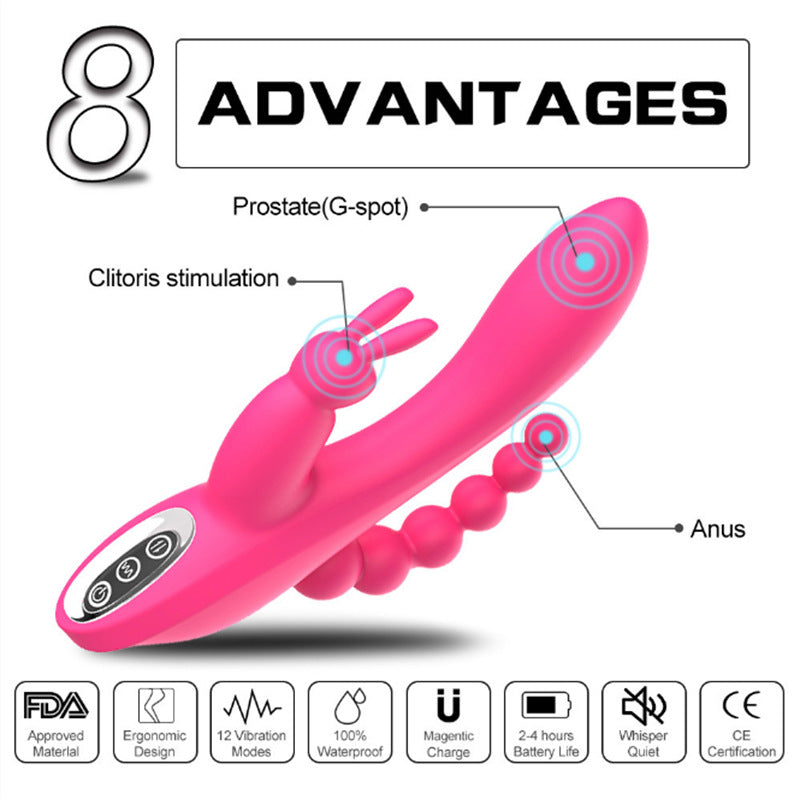 CENTEREL 3 In 1 Rabbit Vibrator Dildo Rechargeable Vibrator Clitoris Stimulator Silicone Sex Toys with 7 Powerful Vibration Modes G Spot Massager Adult Toys for Women