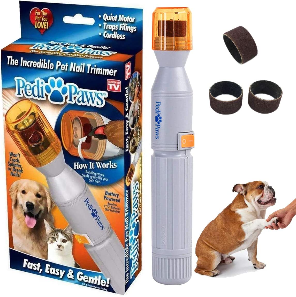 Pedi Paws Dog Nail Grinder, Professional Electric Pet Nail Grinder, Gentle Filing Wheel for Your Pet's Happy Paws