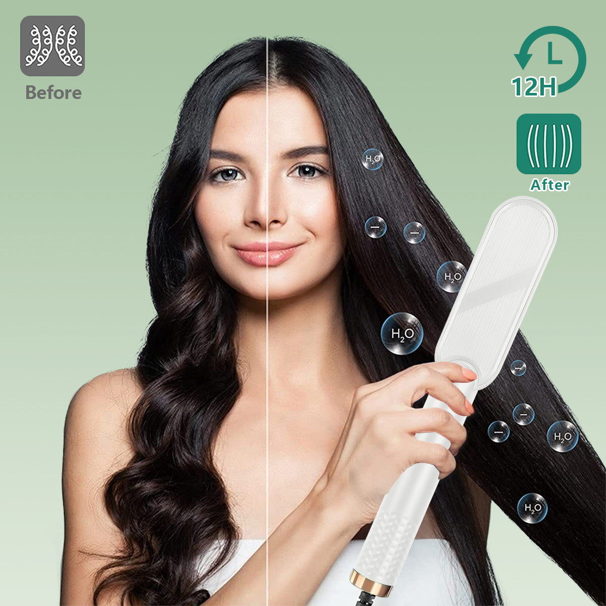 Hair Straightener Brush, Ionic Hair Straightener Comb with Fast Heating & Anti-Scald Perfect for Professional Salon at Home