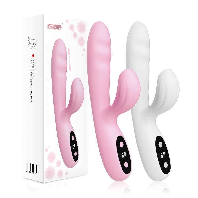 Toy Vibrator for Women 2 in 1 Clitoral Stimulator G Spot Vibrator with 10 Tongue Licking Modes Telescopic & Heating Function Adult Sex Toyl