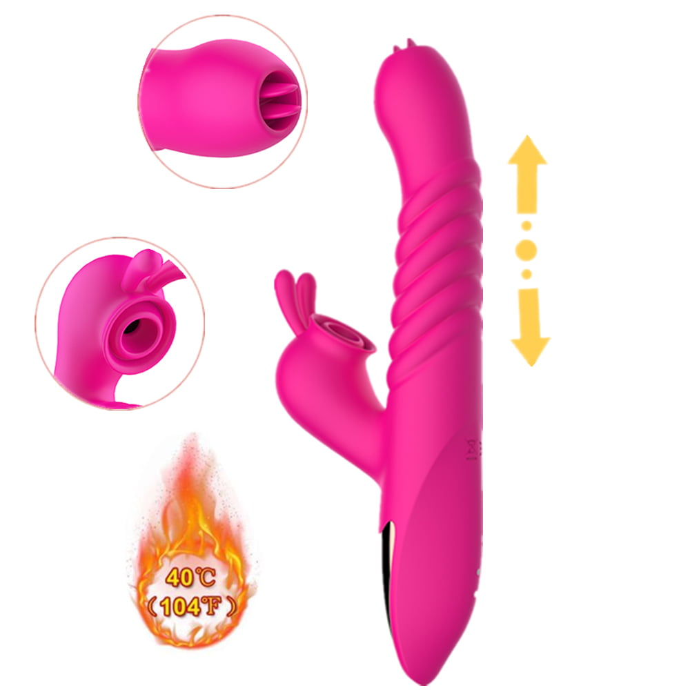 Centerel Rabbit Vibrator Sex Toys with Vibrating Sucking Licking & Telescoping Function for G-Spot Stimulation Vibrator for Women