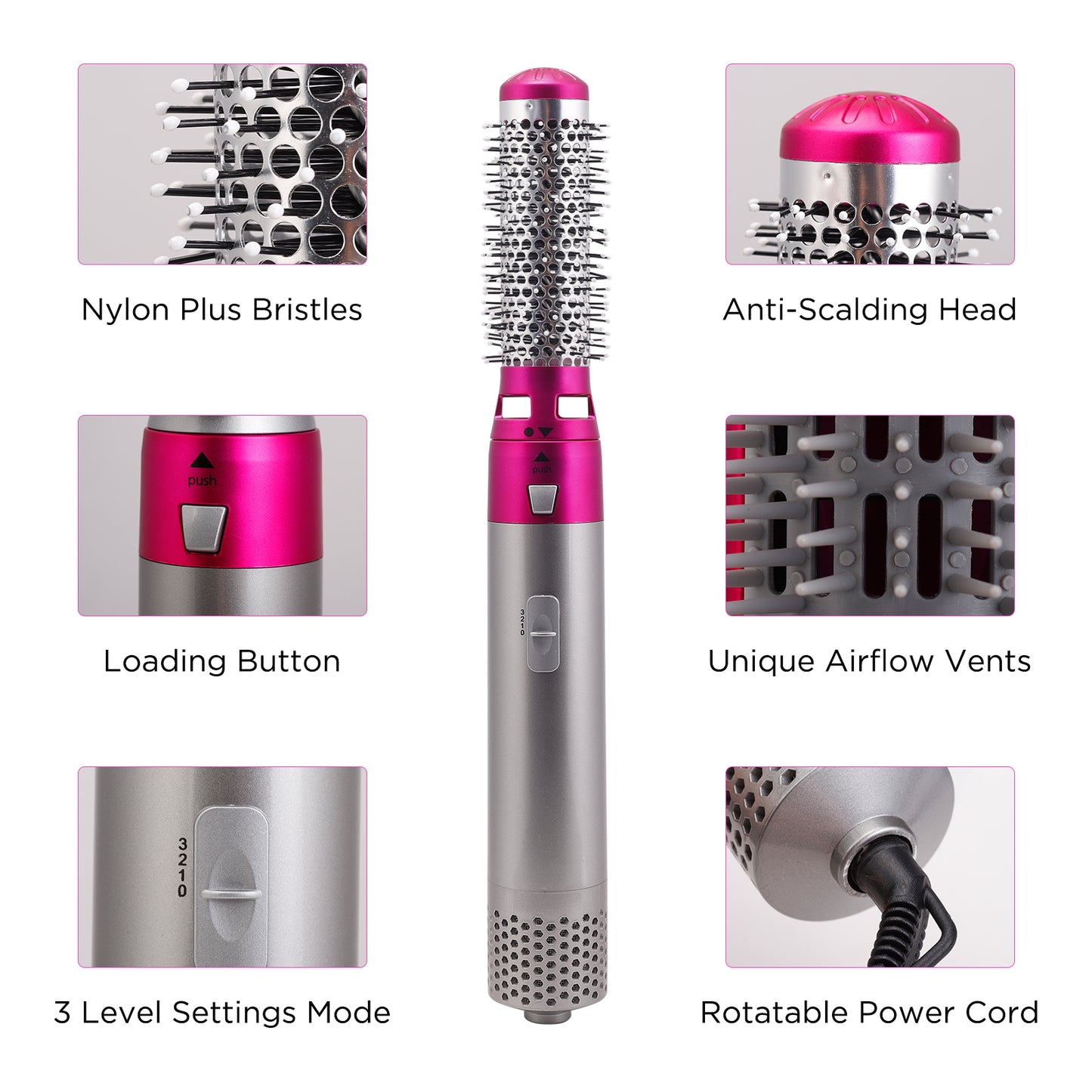 Elecsop 5 in 1 Hair Blower Brush Hair dryer, Electric Ceramic Hair Comb Rotating Hot Air Brush for All Hairstyle