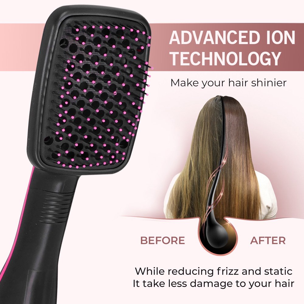 Hair Dryer Brush, Byfumay 2 in 1 Negative Ion Blow Dryer with Comb, Fast Drying Hair Dryer Hot Air Brush, One-Step Hair Dryer and Volumizer for All Hair Types