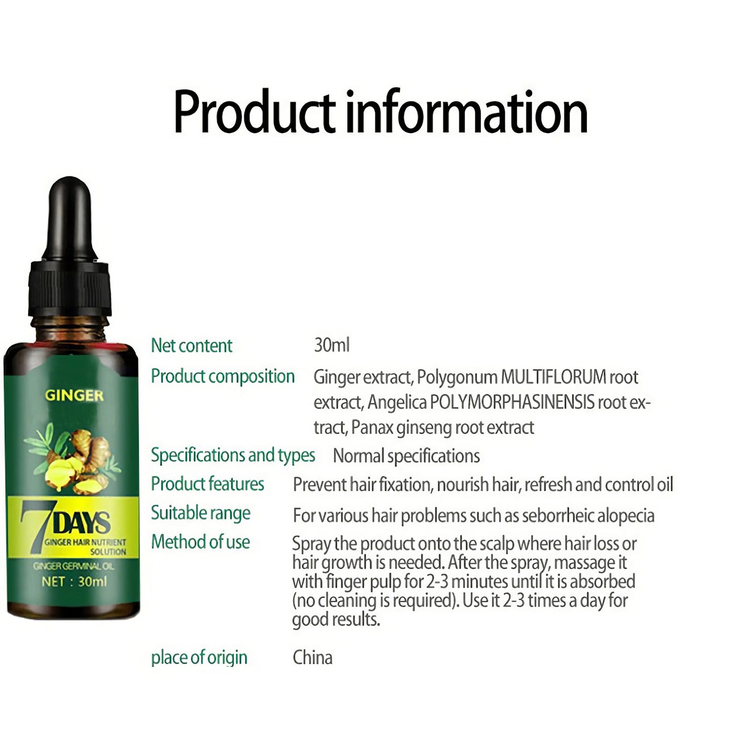 Elecsop Regrow Ginger Germinal Hair Growth Serum Hairdressing Oil Loss Treatment - 2022 Upgrade