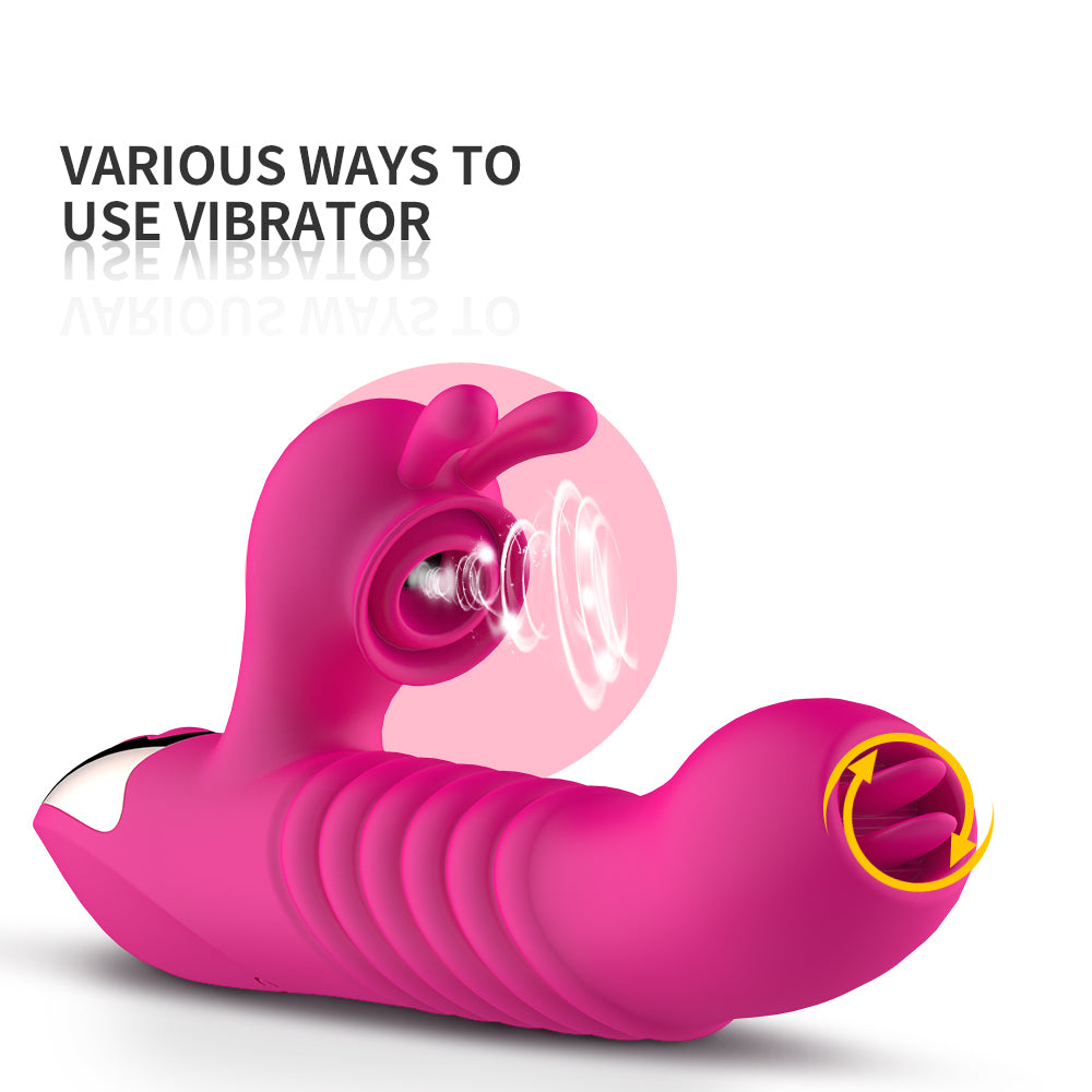 Centerel Rabbit Vibrator Sex Toys with Vibrating Sucking Licking & Telescoping Function for G-Spot Stimulation Vibrator for Women