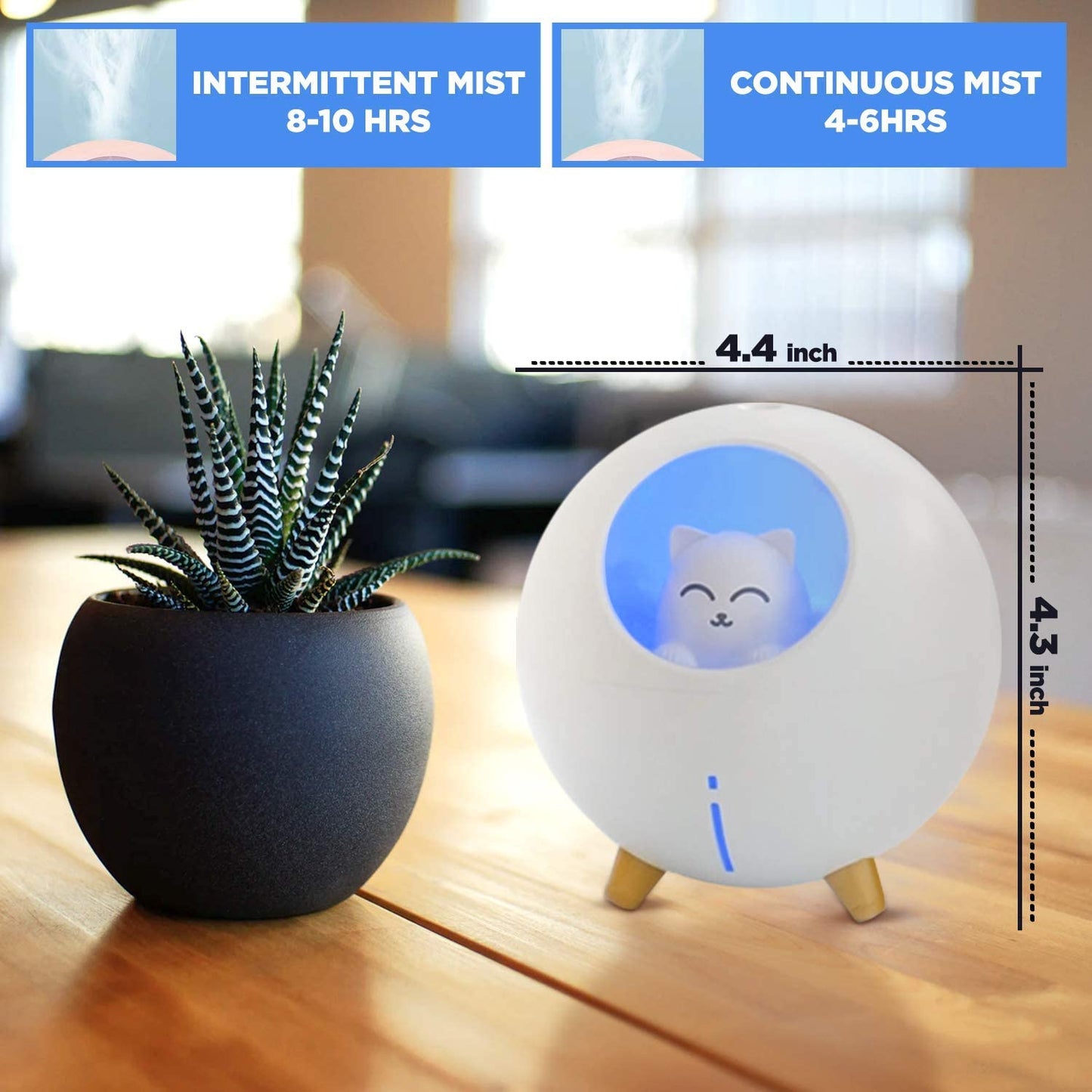 Mist Mini Humidifier, for Kids Baby Nursery Bedroom, 7-Color Lights 2 Mist Mode Auto Shutoff Whisper Silent Small Humidifier 220ml