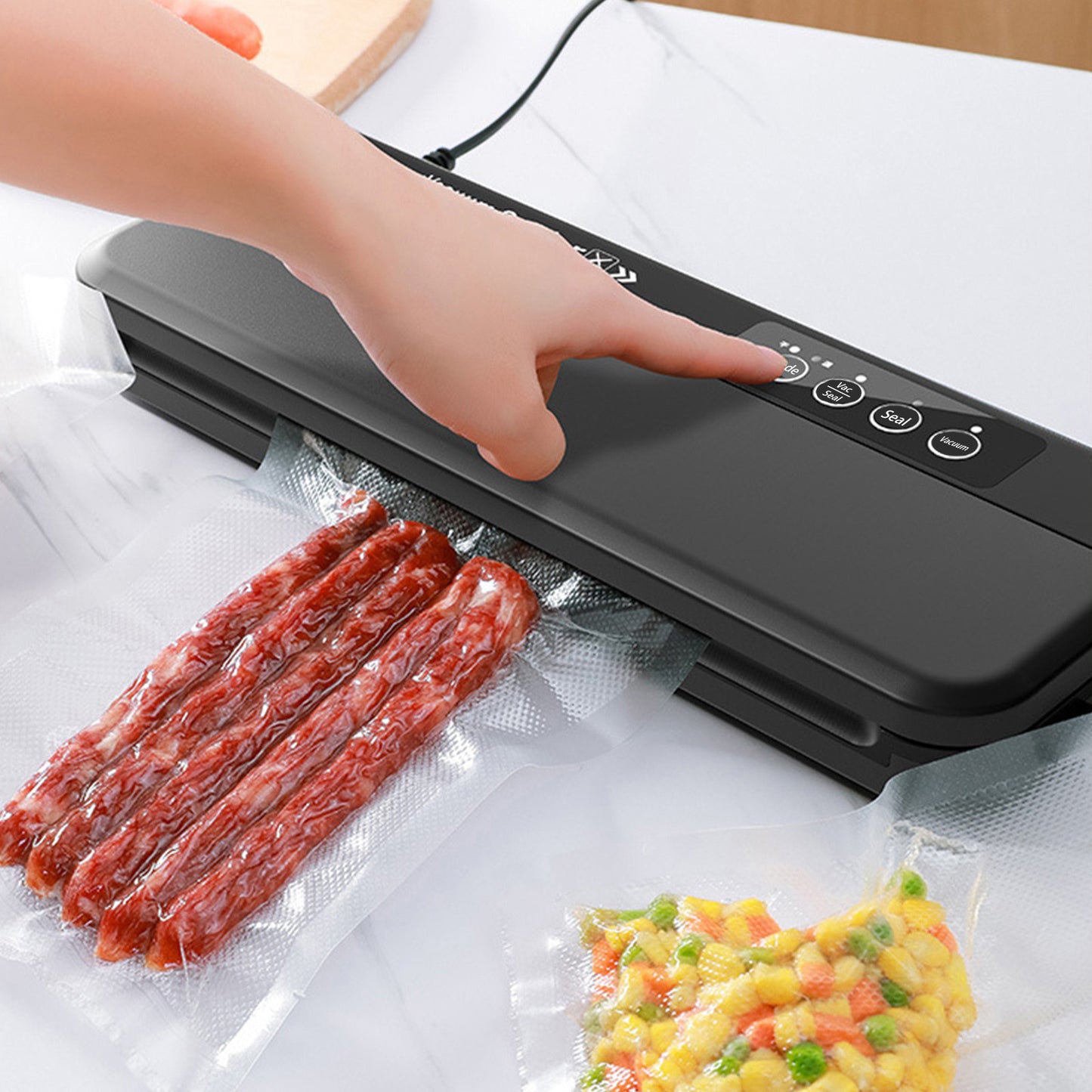 Vacuum Sealer With 10PCS Bags Cutter Automatic Food Sealer With External Vacuum System, Dry Moist Fresh Modes