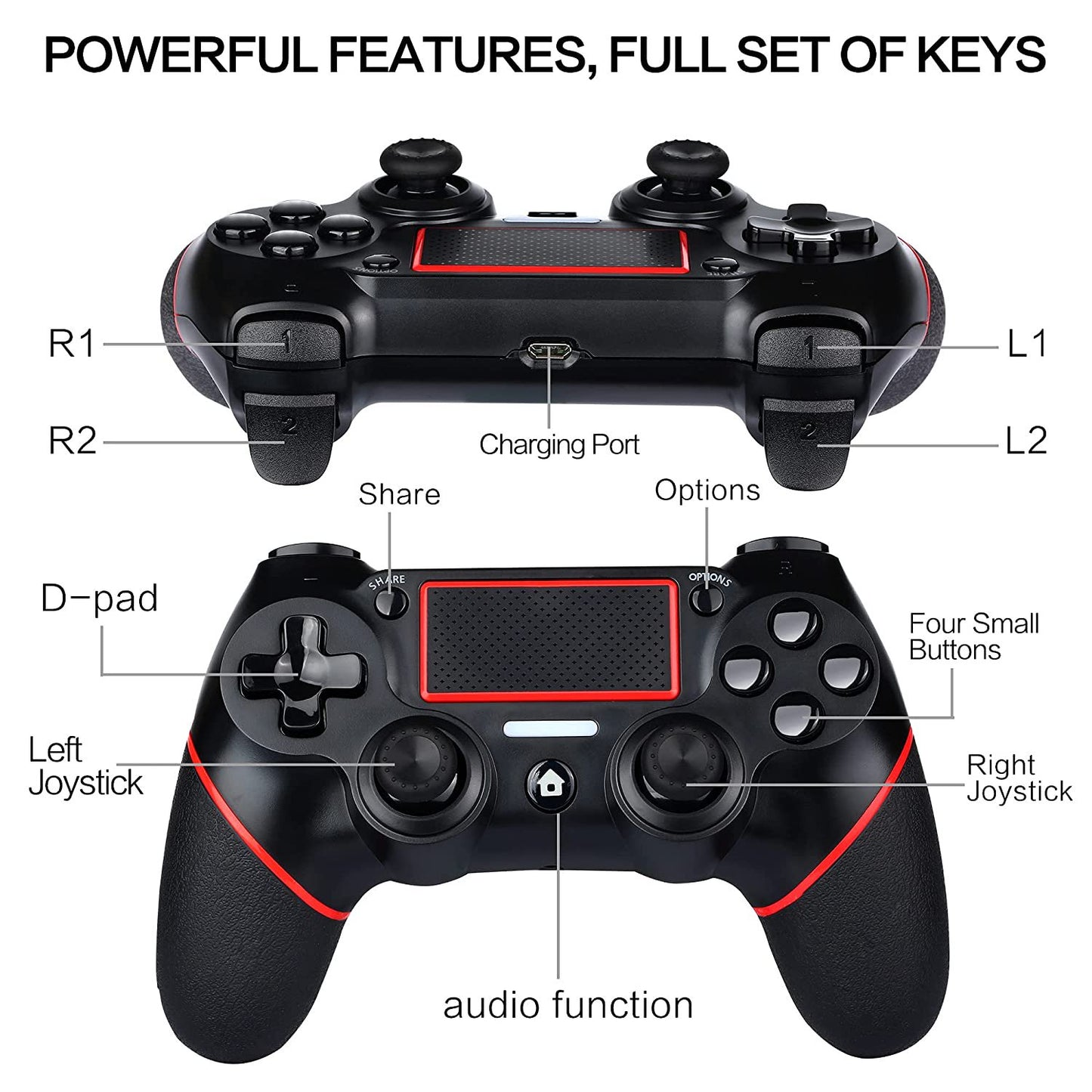 Wireless Game Controller for PS-4/Slim/Pro with LED Indicator Gamepad Remote Joystick