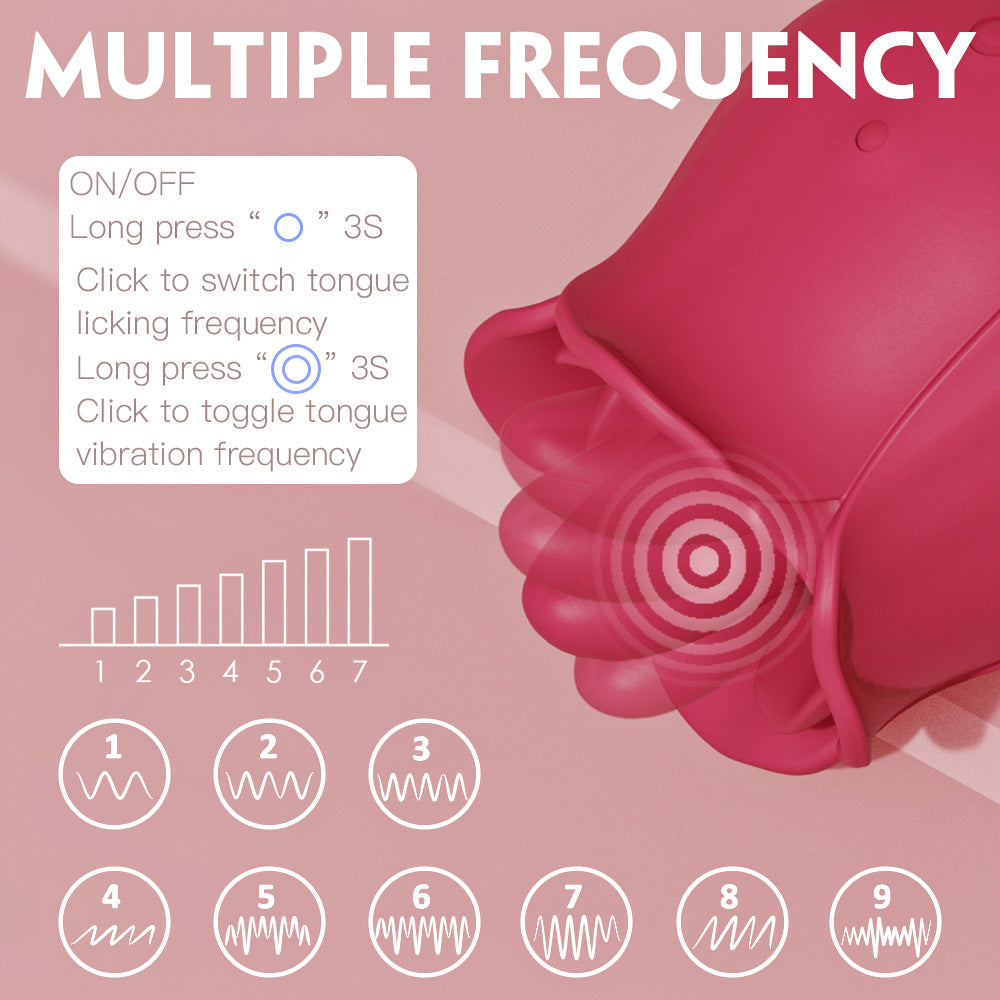 Rose Toy Vibrator for Women Tongue Licking Mini Stimulator with 9 Vibrating 9 Licking Pleasure for Clitoris & Nipple Stimulation, Personal Massager Adult Sex Toys for Women Couples-Rose Red