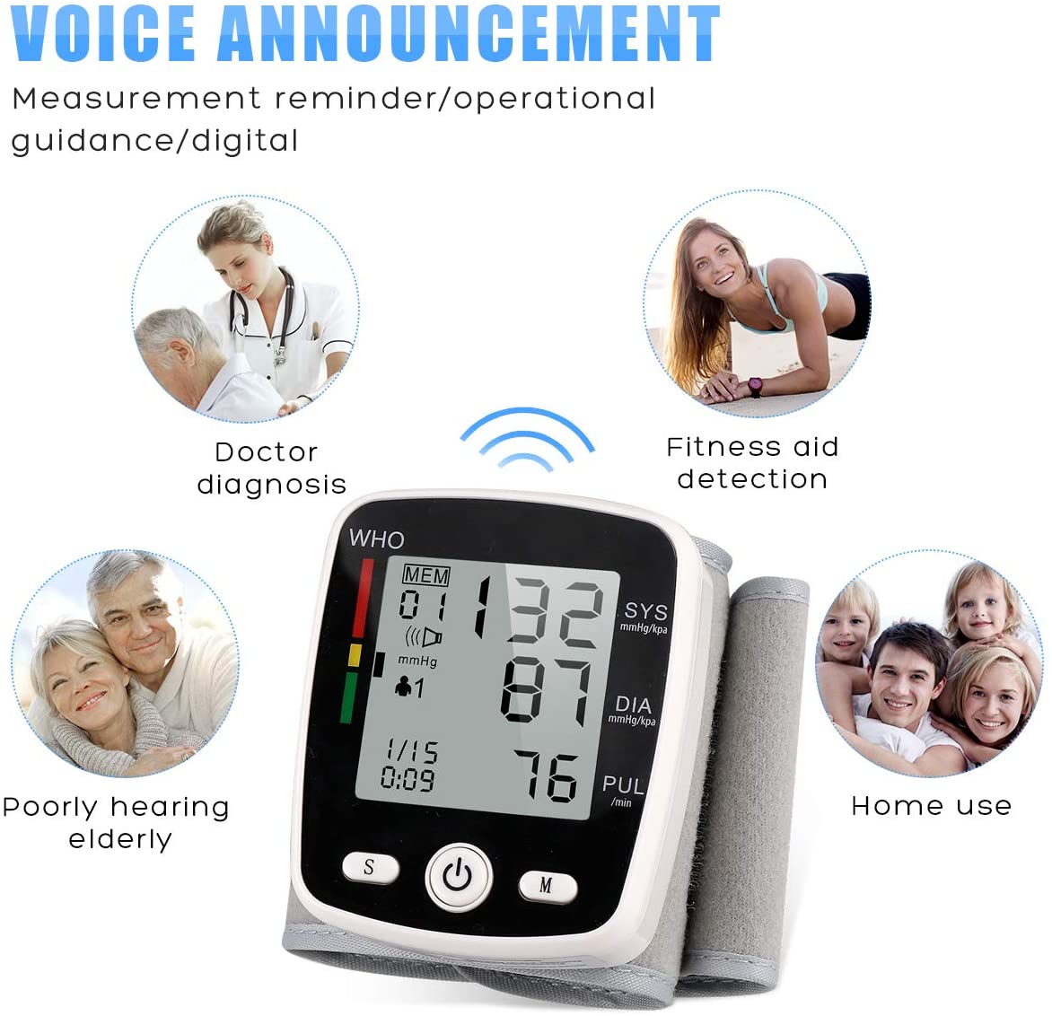 Blood Pressure Machine, Rechargeable Wrist Blood Pressure Monitor Sphygmomanomete, Accurate Blood Pressure Machine for Home Use