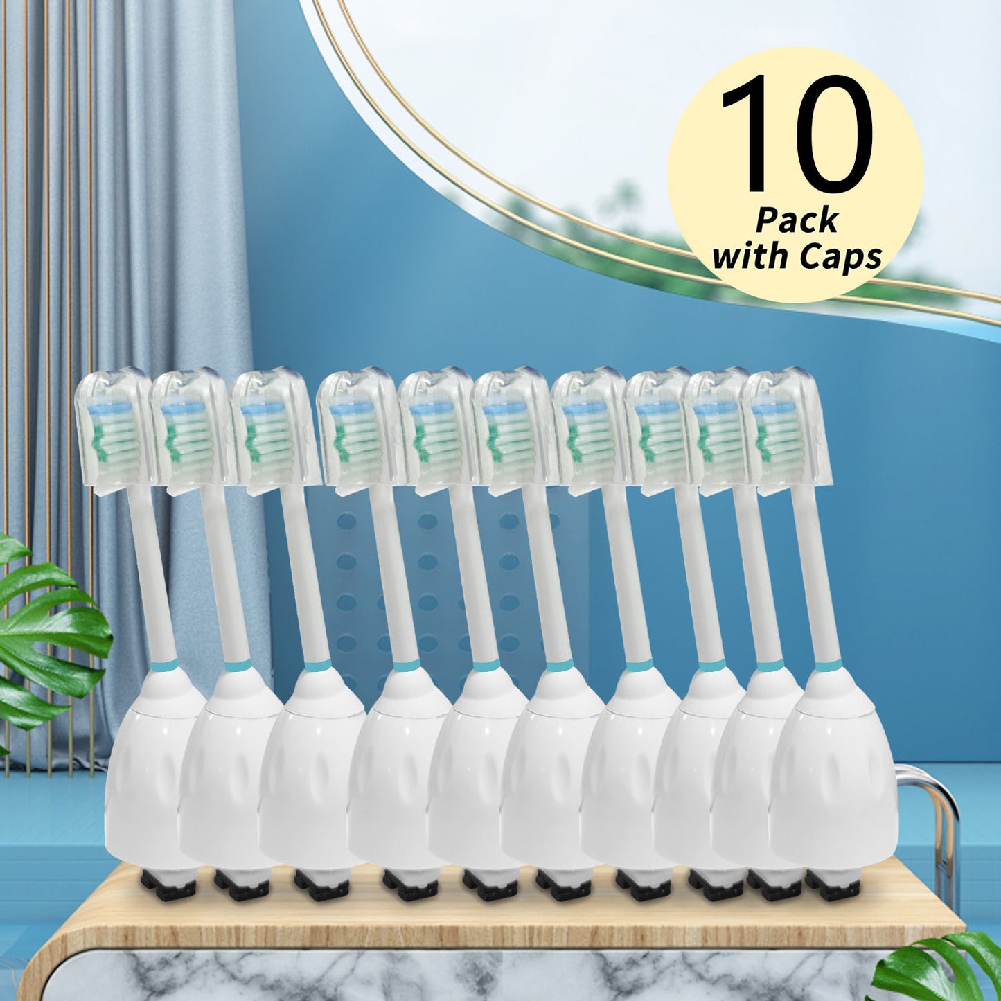 10 Sonic Replacement Brush Heads Compatible with Philips Sonicare E-series Elite, Essence, Advance, C