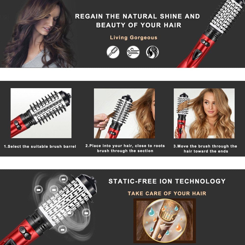 Hair Dryer Brush, Rotating Hot Air Brush, One-Step Hair Dryer And Volumizer, Ceramic Negative Ion Curling Straightening Brush