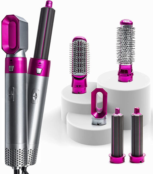 Elecsop 5 in 1 Hair Blower Brush Hair Dryer Professional Hot Airwrap Styler Electric Hair Dryer and Volumizer Hot Air Brush Set, Gray