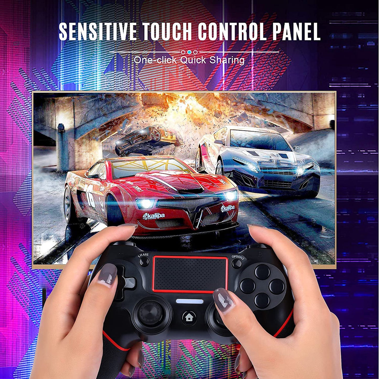 Wireless Game Controller for PS-4/Slim/Pro with LED Indicator Gamepad Remote Joystick